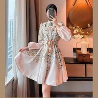 mini-dress-wanita-elegan-lengan-panjang-motif-bunga--bonus-pulsa