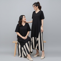 mikka-dress-wanita--dress-hitam-elegan-stripe-bawah--dress-jatuh-big-size