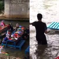 bikin-repot-warga-buat-tempat-makan-di-tengah-sungai-auto-panik-saat-air-pasang