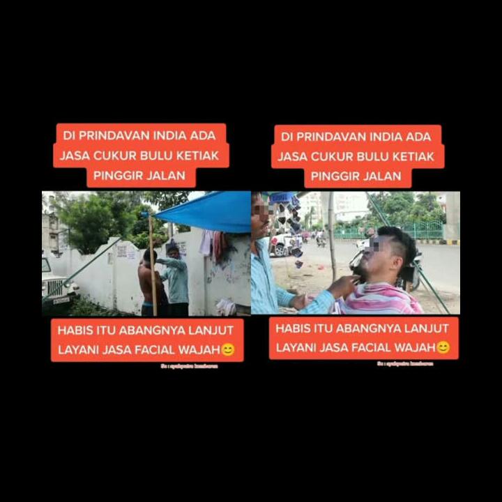 Vrindavan Memang Beda, AdaJasa Cukur Bulu KETIAK Dan Facial Wajah Di Pinggir Jalan