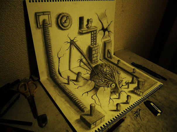 &#91;INFO&#93;Seni Pensil Gambar 3D dari Nagai Hideyuki