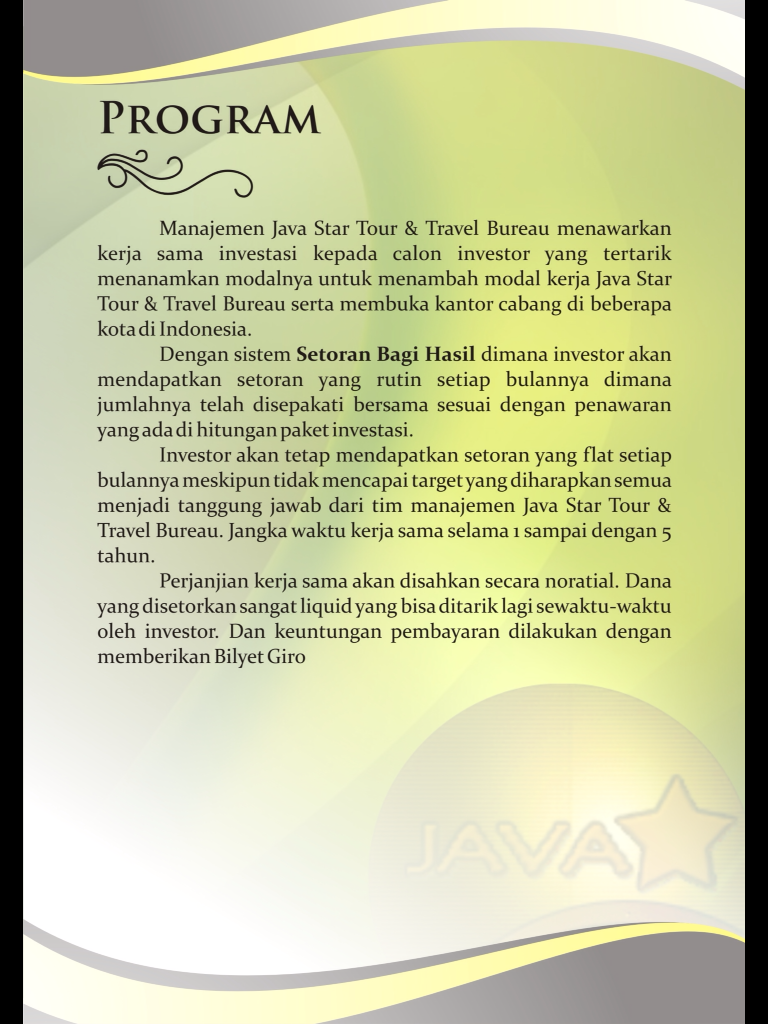 Penipuan Investasi dan Franchise PT. Java Star