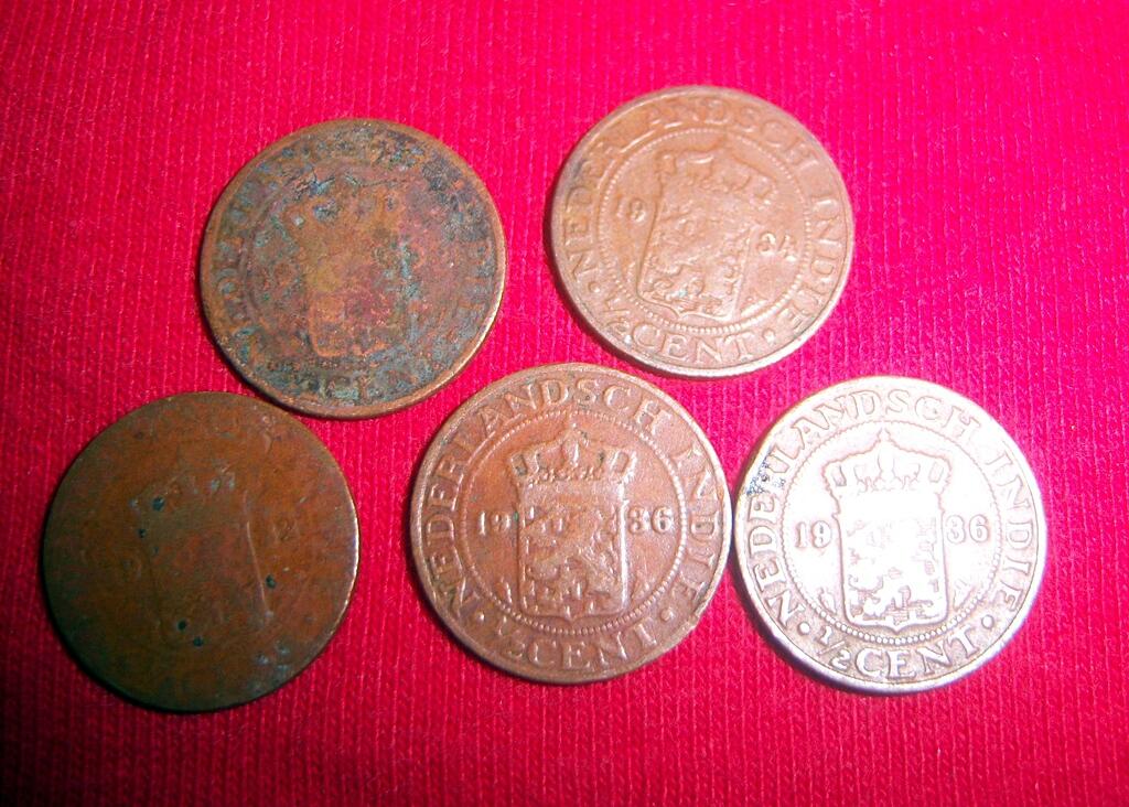 Uang koin kuno / antik jaman belanda 1/2 cent , 1 cent , 2 