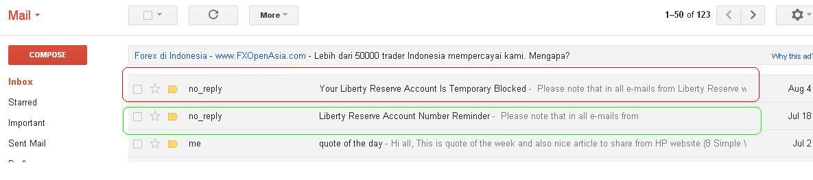 EMAIL PALSU dari LR : Your Liberty Reserve Account Is Temporary Blocked.