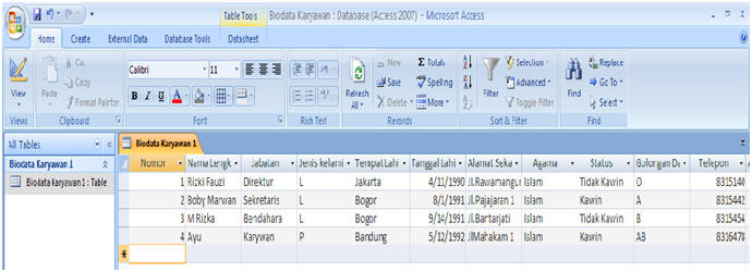 Belajar microsoft access 2007