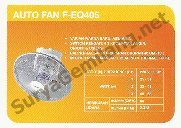 Auto Fan Panasonic F-EQ405 Asli, Baru, Garansi Resmi 5 tahun