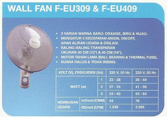 Terjual Wall Fan Panasonic F-EU309 dan F-EU409 Asli dan 