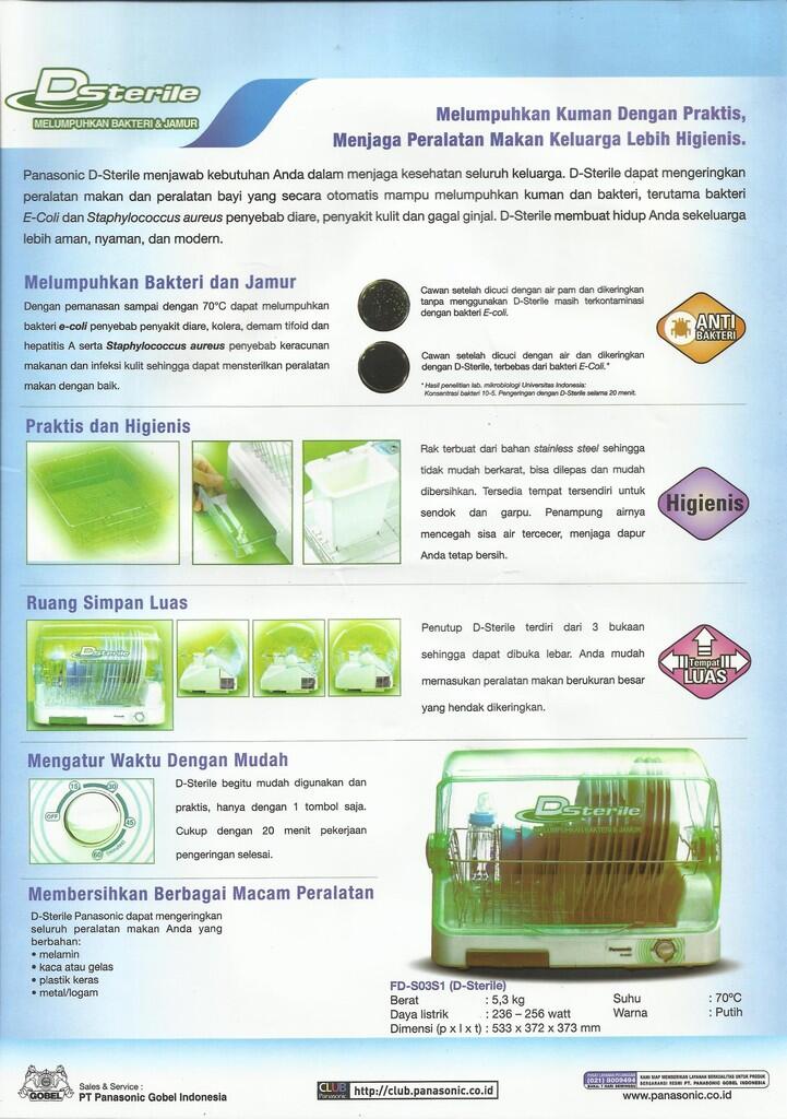 Dish Dryer D'Sterile Panasonic FD-S03S1 Asli, Baru, Garansi Resmi