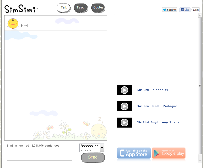 Simsimi, Robot Online Bisa Diajak Chat Gan...Yang Suntuk Wajib MASUK!