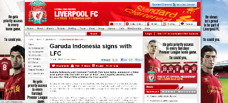 GARUDA INDONESIA jadi sponsor Liverpool FC