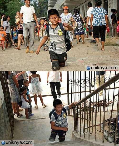 Anak hebat pantang menyerah buat ke Sekolah