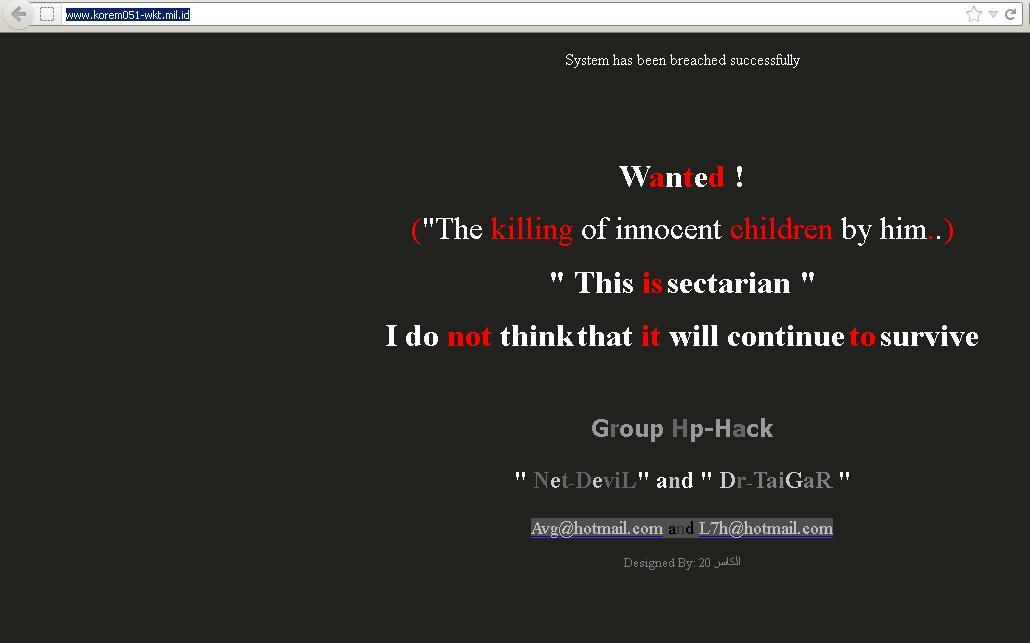 Website Korem 051 / WKT (sepertinya) di hacked gan