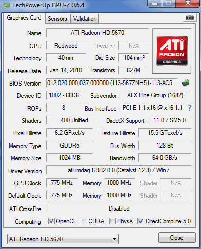 xfx ati radeon hd 5670-znh