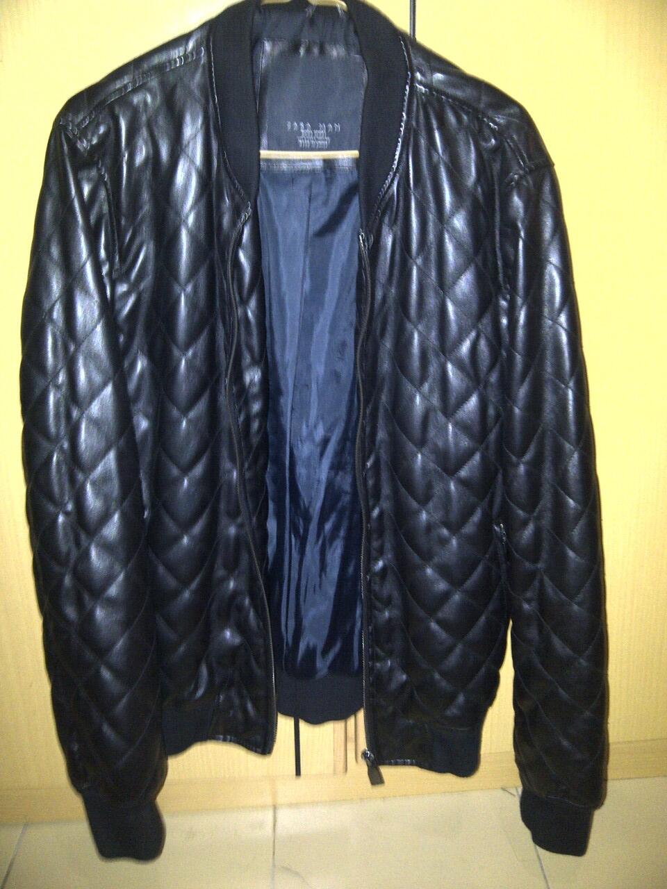 For Sell Zara Man Black Varsity Leather Jacket