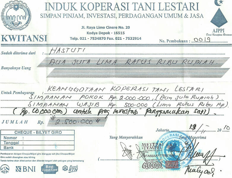 Koperasi Tani Lestari belum juga mencairkan dana pinjaman ane
