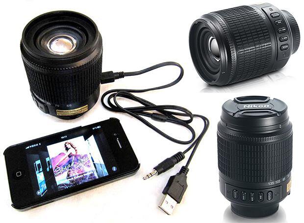 Jual Speaker Model Lensa Nikon - MP3, microSD, Radio FM