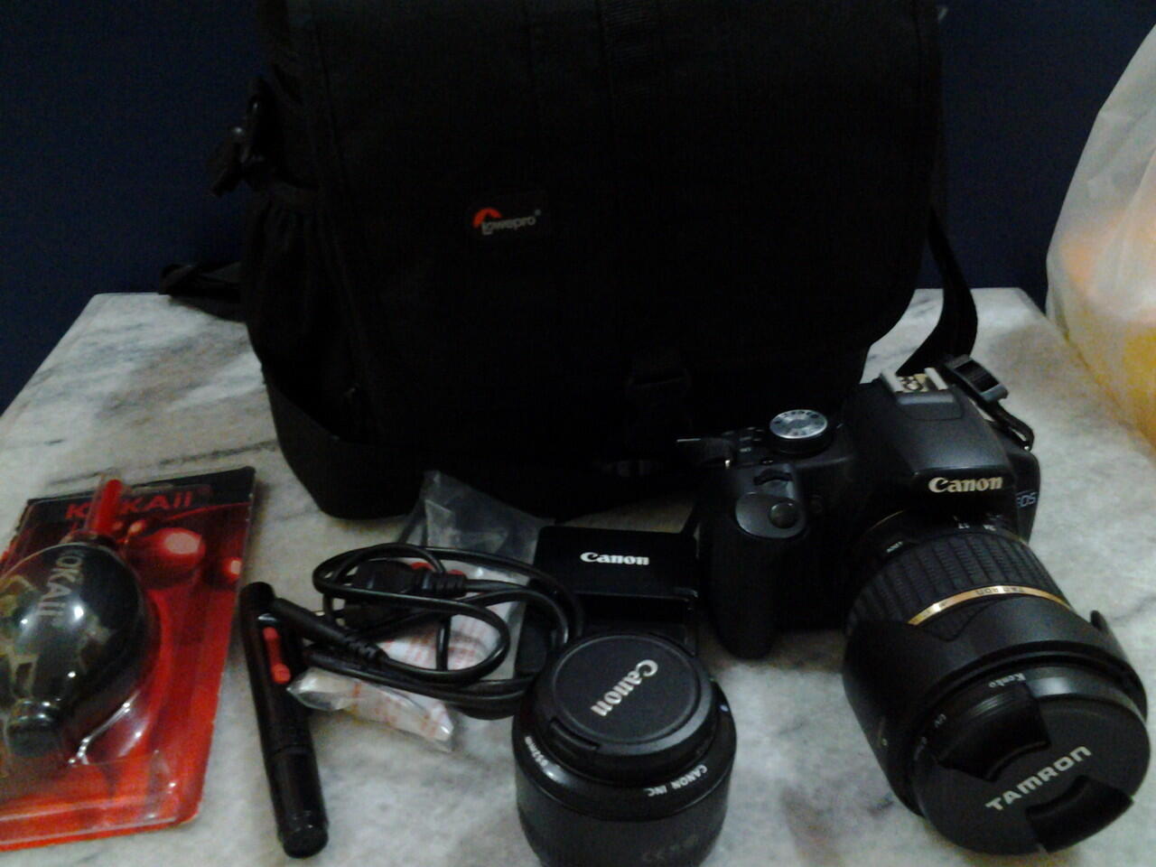Canon 500d+lensa fix 50mmCanon+lensa Tamron 17-50
