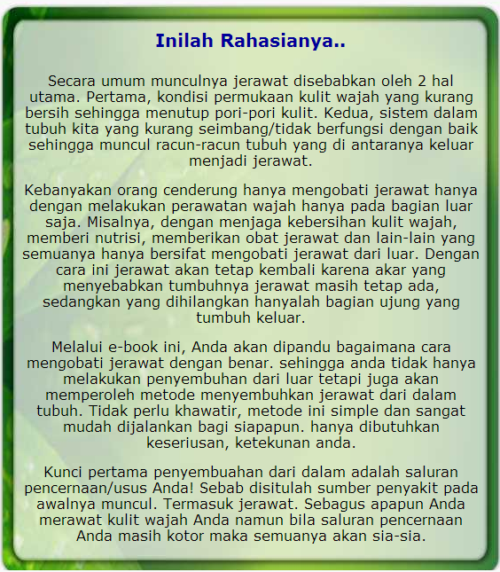 Ebook Program Intensif 21 Hari Menghilangkan Jerawat & Bekas Jerawat Secara Alami