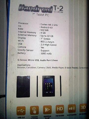 wts ADVA T2i TABLET PC ANDROID 4.0 99% NEW (850k)