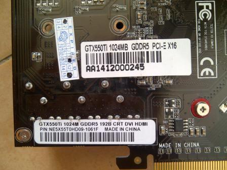 VGA PCI-e Nvidia GeForce GTX550i - 1024MB DDR5 192 BIT Digital Alliance ( SOLD )