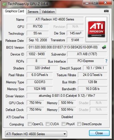 Jual HIS RADEON HD4670 1gb 128bit DDR3