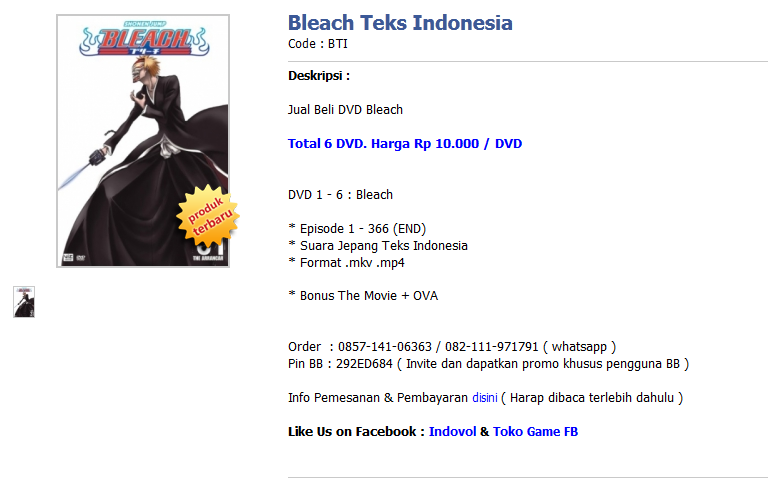 Jual DVD Anime Naruto,onepiece,bleach dan Voucher Game Online Terlengka