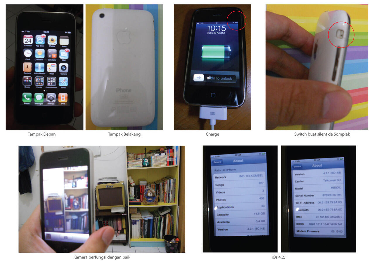 JUAL SANTAI, iPhone 3G 16Gb White (Jepang) SU-batangan, sama charger non ori-