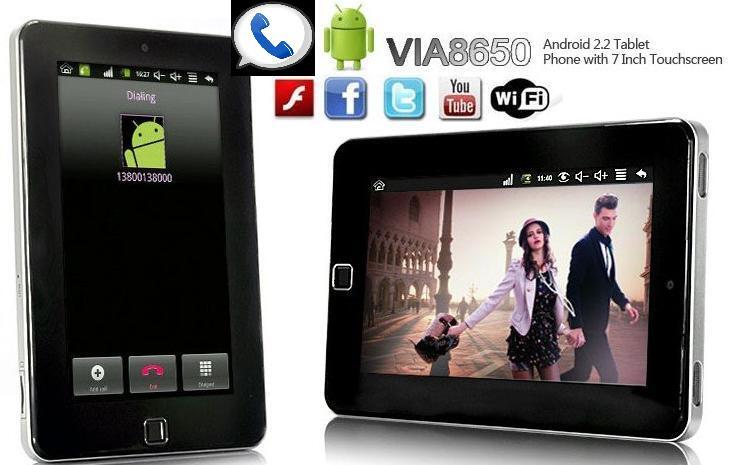 100% BARU VIA 8650 ANDROID TABLET PHONE 7" (BISA TELPON & SMS) WIFI / WEBCAM
