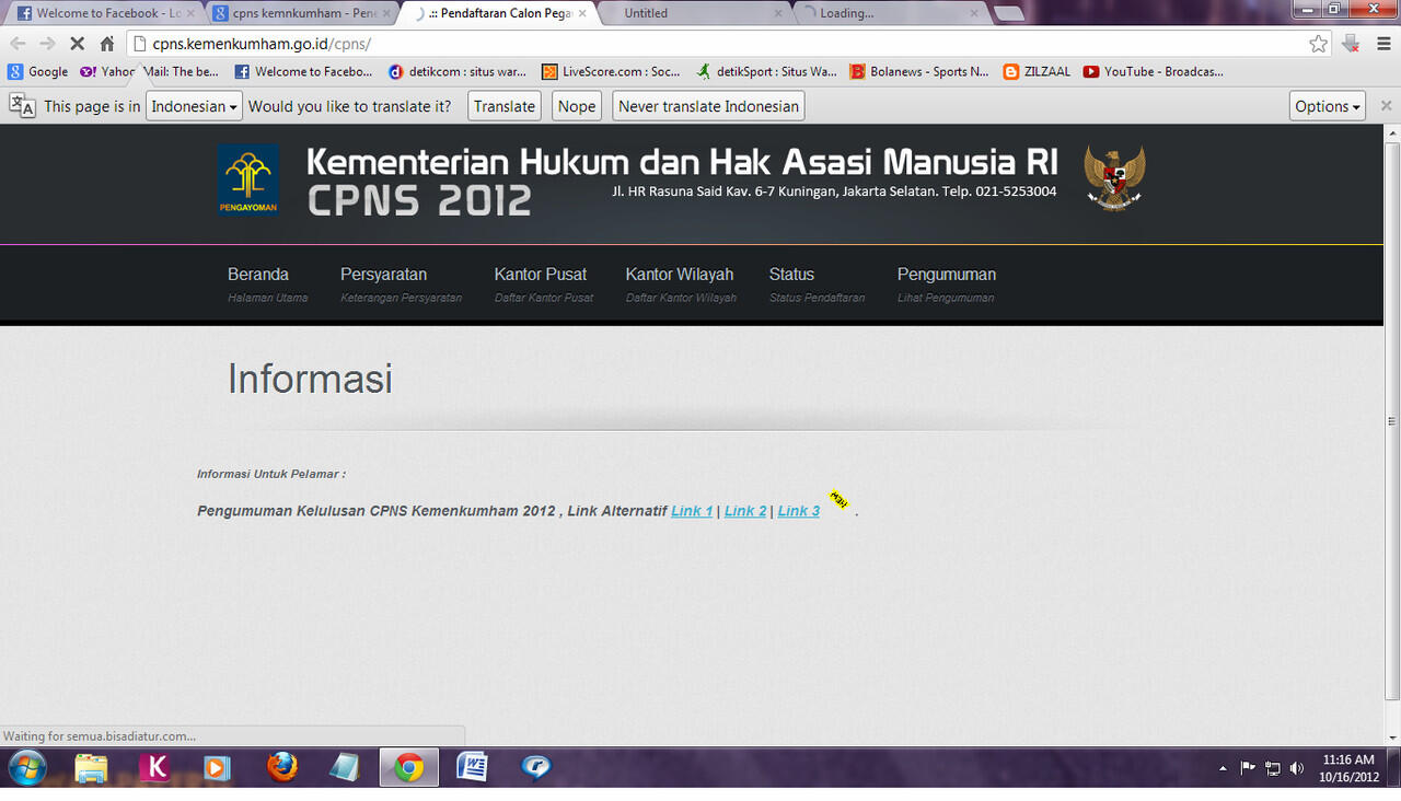 PENERIMAAN CPNS DEPKUMHAM ada yg aneh
