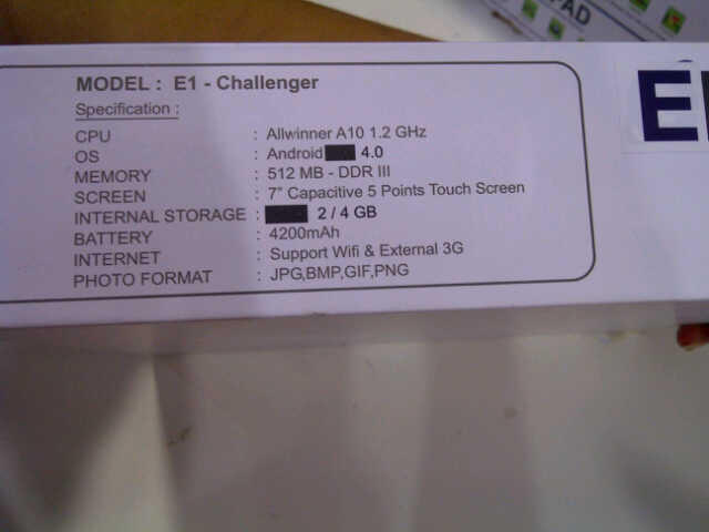 Tablet PC Android v4.0 Ersys ePAD IV E1 Challenger 4 gb NEW