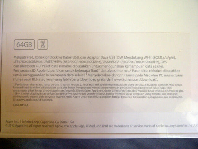 New Ipad 4G + wifi 64GB Black, Samsung Galaxy Tab 2 10.1 16GB white MURAH