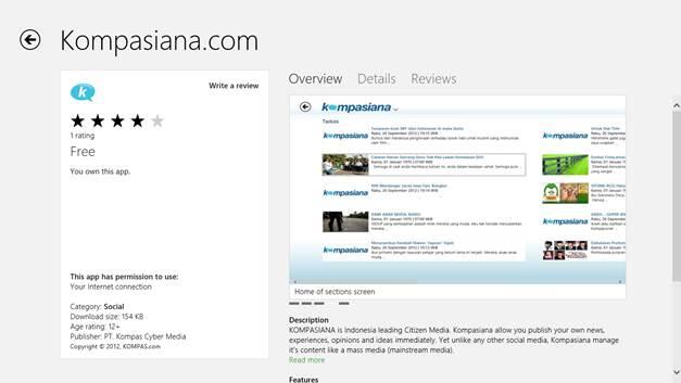 &#91;Share&#93; Applikasi Kompasiana.com Sekarang Sudah Tersedia di Windows Store! 