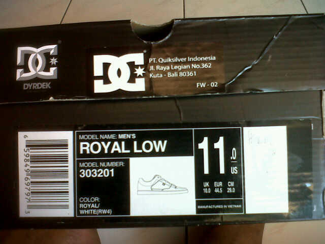 WTS DC Shoes Royal Low sz 44,5 lengkap box Surabaya