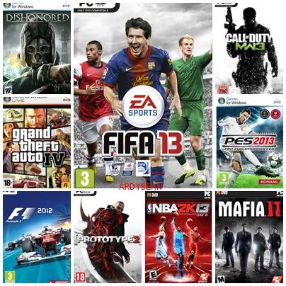 DVD CD games pes2013, fifa 2013, GTA 4 DLL