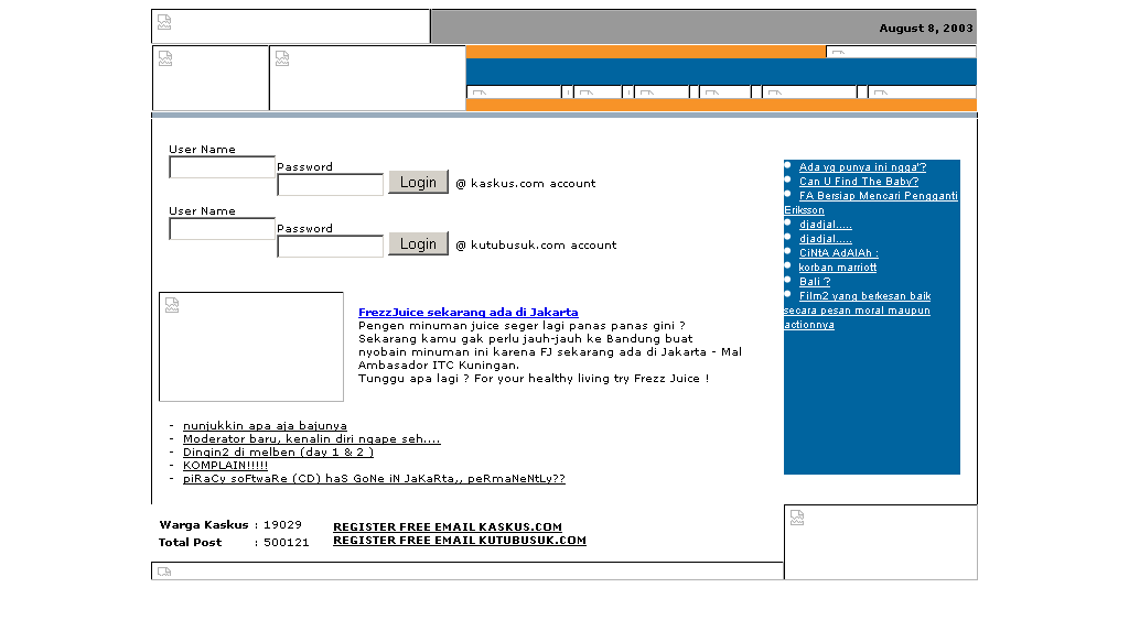 Tampilan dan Fakta Forum KASKUS dari tahun 2000 - 2012