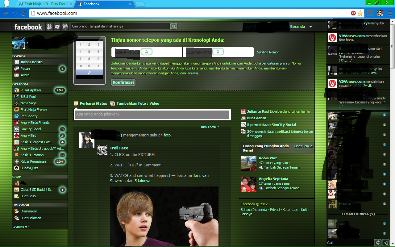 Ane modif tampilan kaskus dan Facebook pake extention gan!!!