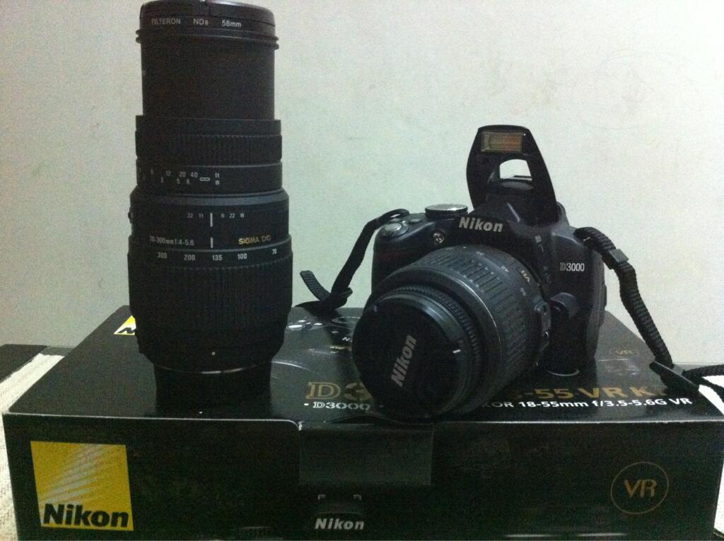 Jual Kamera nikon d3000 dengan lensa sigma tele makro