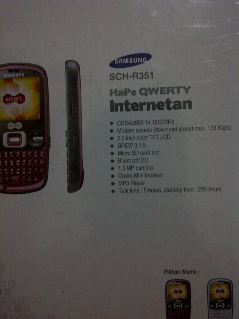 samsung pinger SCH R351 BNIB Bonus pulsa 20k cuma 250rb (Jombang)