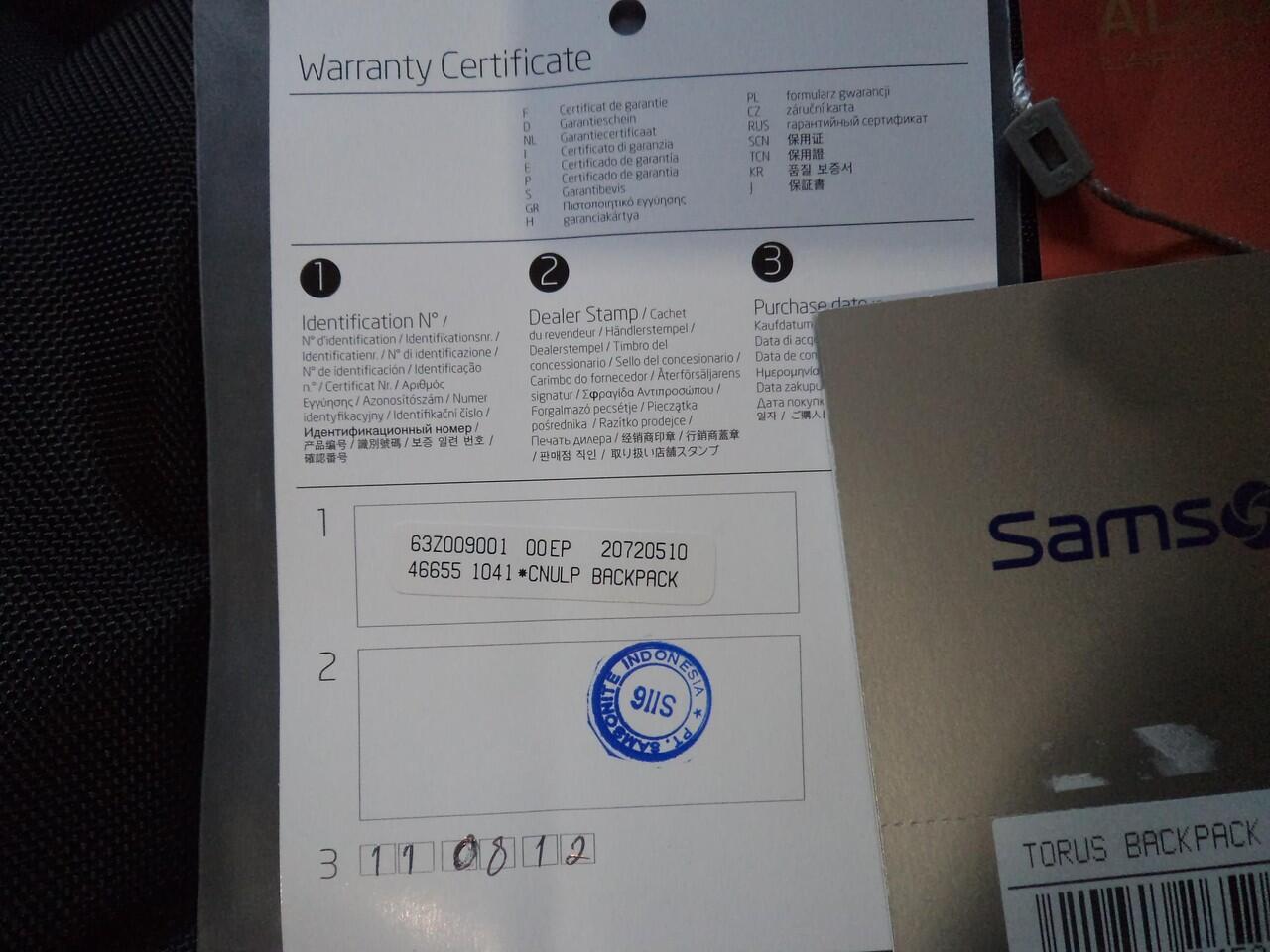 JUAL SAMSONITE TORUS BACKPACK ORIGINAL