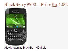 Blackberry BM (Torch, Dakota, etc) dengan Harga Menarik