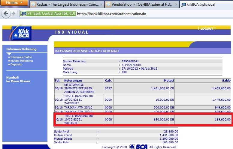 SURAT TERBUKA UNTUK ID : SaptaKencana BCA: 148 062 9074 a.n Yulianti PIN : 3315DE9C 