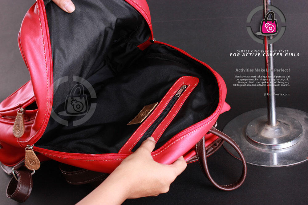 Tas Ransel untuk sekolah, kuliah atau kerja - warna merah + coklat