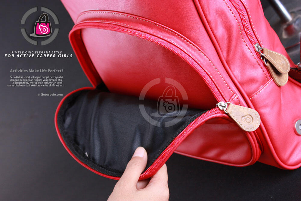 Tas Ransel untuk sekolah, kuliah atau kerja - warna merah + coklat