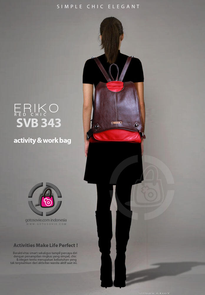 Tas Ransel untuk sekolah, kuliah atau kerja - warna merah + coklat