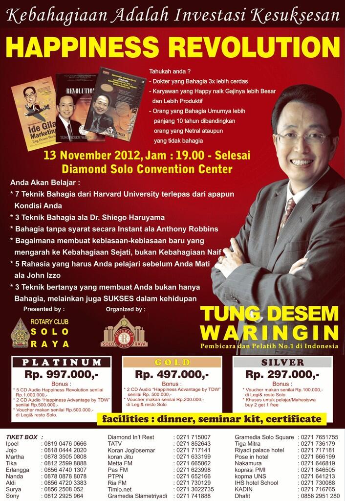 SEMINAR HAPPINESS REVOLUTION by TUNG DESEM WARINGIN