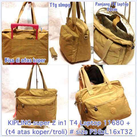 KIPLING SUPER KW 2in1 11680 + tempat laptop (bisa diatas koper)