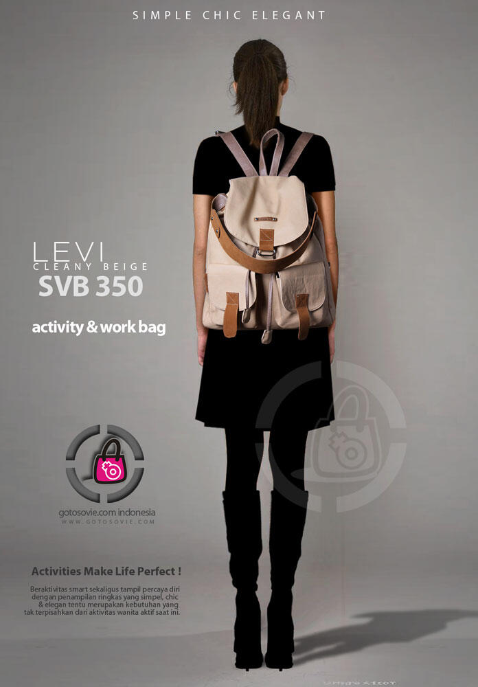 Tas Ransel Wanita bisa Cangklong warna krem - coklat