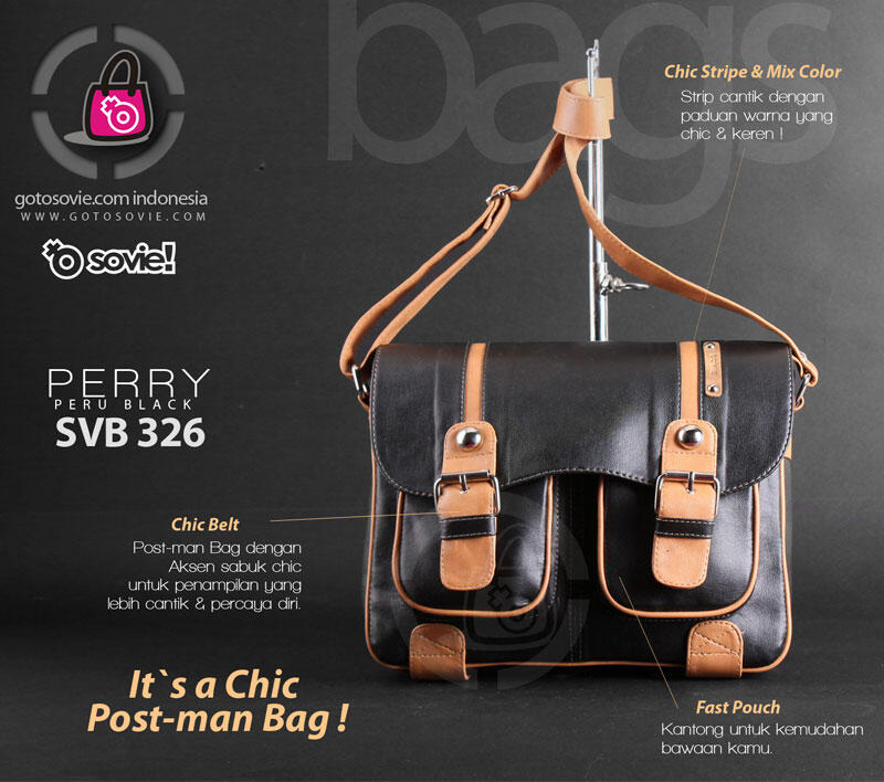 Tas Wanita Casual - Elegan - Hitam - Coklat - Postman Bag