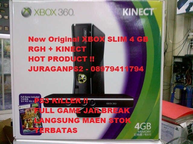 PS3 KILLER = NEW Xbox 360 SLIM 250gb XBOX 4GB KINECT ORIGINAL RGH jailbreak terbatas!