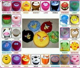 Sofa udara boneka lucu berbagai karakter (angry birds, winnie the pooh, sapi, dll)